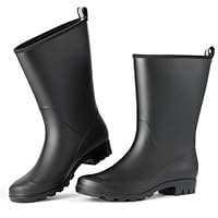 Kprm Mid Calf Rain Boots Women Waterproof PVC Womens Rubber Rain Boot Seamless Rain Footwear Outdoor Garden Work Walking