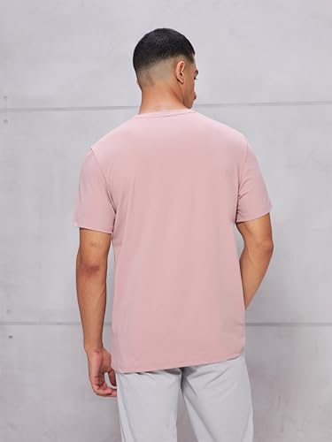 Image of TECHNOSPORT Men's Slim Fit Solid Crew Neck T-Shirt, Cotflex Quick Dry Wrinkle Resistant Polyester Sports Tee for Gym, Running, Training, Sports
