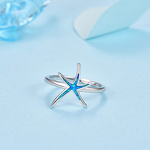 Starfish Rings 925 Sterling Silver with Blue Opal Ring Elegance Fashion Jewelry For Women Girlfriend with Box2
