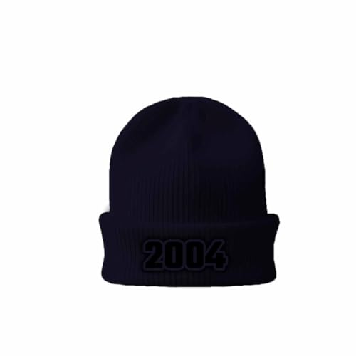 Beanie marine au design rétro avec revers confortable 2004 Year