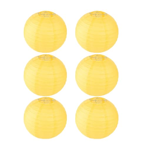 FANSU Papierlaterne Deko, Papierlaternen Set Papier Laterne Rund Hängende Papierlaternen 6 Stück Papier Laternen Feier Lampion Partydekorationen für Dekorative Hochzeit (Gelb,4 Zoll (10 cm))