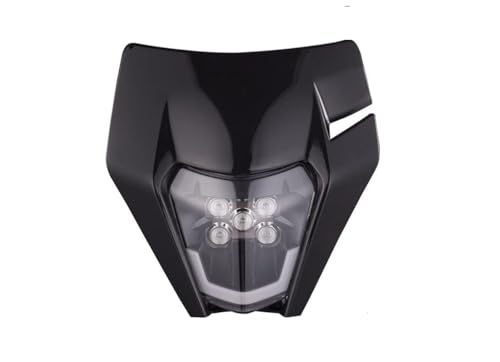 Generico Faro LED Anteriore Universale Motocross Mascherina Moto con Faro V-Face Universale Cross Enduro Supermoto Nero