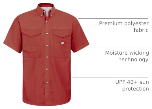 Image of Alimens & Gentle Short Sleeve Fishing Shirt Wicking Fabric Sun Protection Casual Button Down Shirts