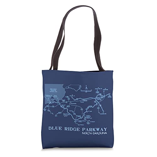 Blue Ridge Parkway Map Route North Carolina Road Trip Guide Tote Bag