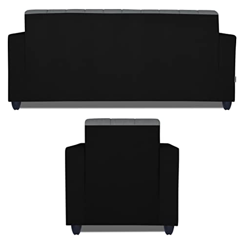 Image of Adorn India Rio HighBack 3+1+1 5 Seater Sofa Set (Black & Grey) (3 Year Warranty)