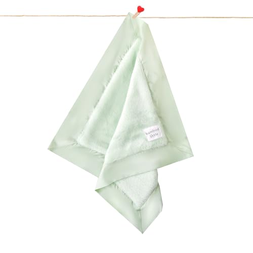 Image of Ultra-Soft Lovey Security Blanket Plush, Satin Trim 16x16 Sage