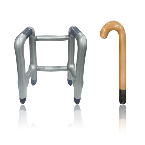 Inflatable Zimmer Frame and Walking Stick Blow Up Toy Funny Novelty Gag Gift for Adults Inflatable Party Prop Joke Costume Accessory Perfect Birthday Retirement for Men