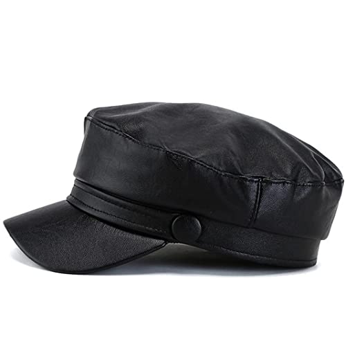 Gorra octogonal de mujer estilo boina de piel sintética miniatura 4