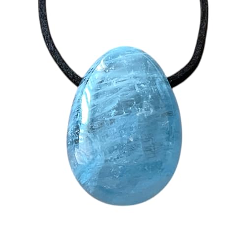 Aigue-marine bleue en pendentif goutte : collier pierre naturelle AAA