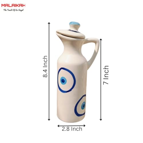 Image of MALAIKAH Ceramic Oil Dispenser Evil Eye Pack of 2 for Kitchen, Dining, Gifting, Home & Kitchen Decor