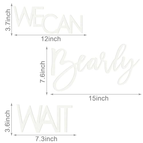 Image of We Can Bearly Wait Sign for Backdrop - Teddy Bear Themed Baby Party Banner Boy Girl Baby Shower Gender Reveal 1st Birthday Felt Letter Wall Decor Photography Background - White