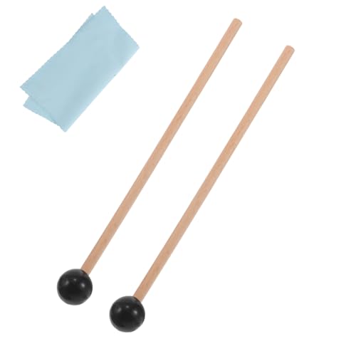 Baquetas para tambor de lengua y chimes de lluvia, hechas de madera, plástico y tela, incluye paño de limpieza, tamaño 24 x 2,2 x 2,2 cm