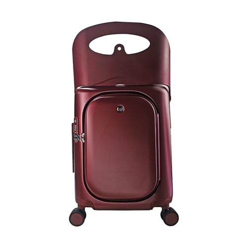MiaMily Carry On Plus Ride-On Luggage with Built-In Seat Kids & Adult Carry-On Suitcase Spinner Wheels TSA Lock Top Opening Design Waterproof & Thermal Pockets (Burgundy)