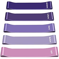 Bandas Elasticas Musculacion, Cintas Elasticas Fitness Agradables a la Piel con 5 Niveles Ejercicios en Piernas, Gliteos y Brazos, 5 Bandas Elasticas Fitness para Yoga, Pilates, Crossfit, Fuerza