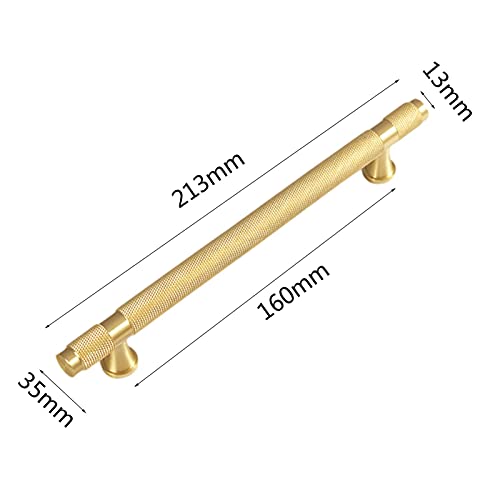 WYNWJ Zieht Griffe Griff, Massivkupfer Schrankgriffe Schrank Schrankgriffe Europäischer Stil Schubladengriff Möbelgriff 100% Reines Kupfer Gold/Hole Distance 160Mm - Image 3