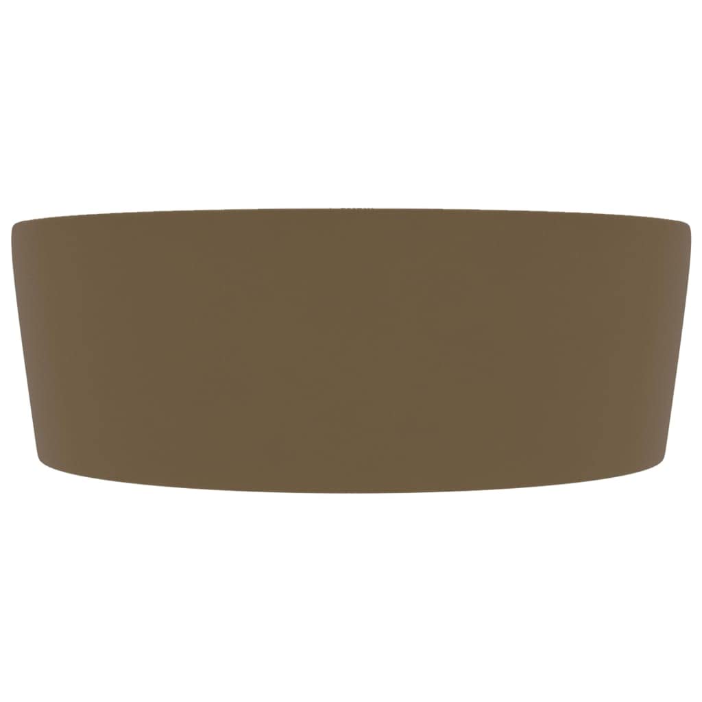 Lavabo di lusso in ceramica color crema opaco, 36 x 13 cm, con troppopieno e foro per rubinetto, per bagno degli ospiti, bagno e ristrutturazione