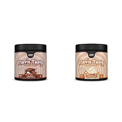 ESN Flavn Tasty, 250 g, Hazelnut Nougat Flavor, Geschmackspulver & Flavn Tasty, 250 g, Cinnamon Cereal, Geschmackspulver