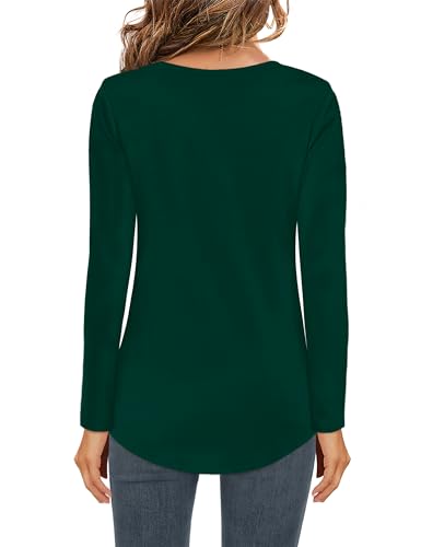 Image of Elesomo Womens T Shirts V Neck Summer Short /Long Sleeve Cotton Tops Tees