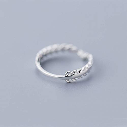 Preisvergleich Produktbild Thumby S925 Silberring Weiblicher Wind Einfaches Diamantblatt Ring Literarische Blätter, Silber, 8