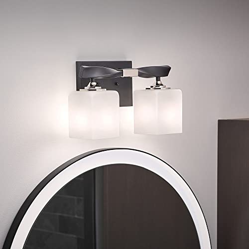 Image of KICHLER Marette 13.5 inch 2 Light Vanity Light with Satin Etched Cased Opal Glass in Brushed Nickel