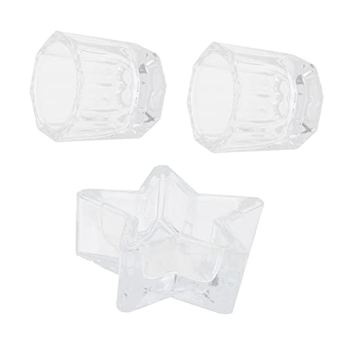 3Pcs Glass Nail Art Liquid Cup Star Shape Manicure Supplies for Mixing Liquid Powder Thick Base for Stability Transparent Design for Easy Viewing