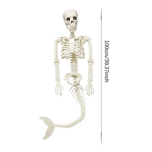 Squelette de sirène robuste pour extérieur, décoration Halloween durable