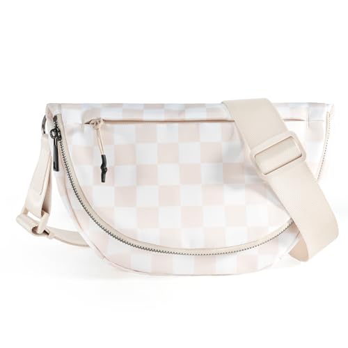 Checkered Crossbody Messenger Bag, Black and White Pattern, Adjustable Shoulder Strap
