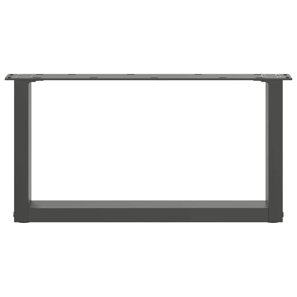 Nogi do stolika kawowego w kształcie litery U, ze stali malowanej proszkowo, antracytowe, 60 x (30-31) cm, 2 sztuki, z regulowanymi nóżkami poziomującymi, do stolika kawowego, stolika