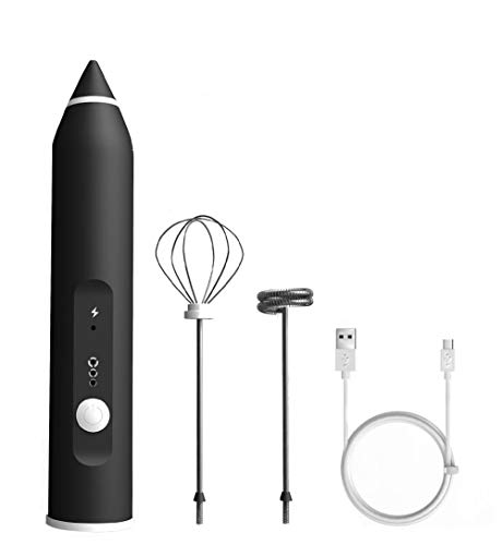 Mousseur à lait électrique USB rechargeable - Mousseur à lait manuel avec 3 vitesses - Mousseur à lait manuel réglable 2 en 1 - Double quirl pour café, lait, cappuccino Cover