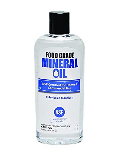 Sanco Industries NSF Certified Food Grade Mineral Oil – 8oz, Certified Food Safe Conditioner for Wood Cutting Boards, Butcher Blocks and Stainless-Steel Kitchen Equipment