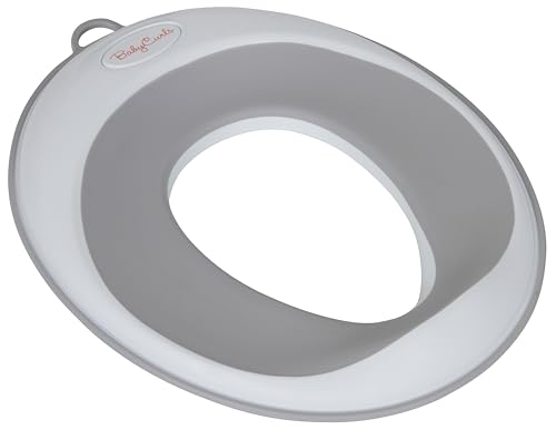 Babycurls Sedile per WC per bambini, antiscivolo, con paraspruzzi, adatto per WC ovali e rotondi, bianco/grigio, per un...