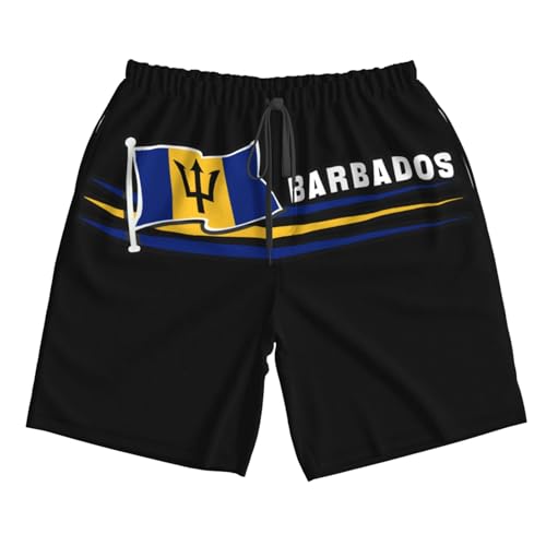 Vintage and Barbados Barbadian Flag Mens Beach Short Quick Dry Board Shorts Swim Shorts Bathing Suit
