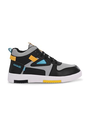 Image of AADI Men's Grey Synthetic Leather Comfortable Lightweight Outdoor Lace Up Running, Walking & Gym Casual Sports Shoes