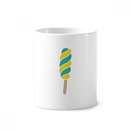 Tasse blanche 350ml spirale verte et jaune pour organiser votre bureau ou lavabo