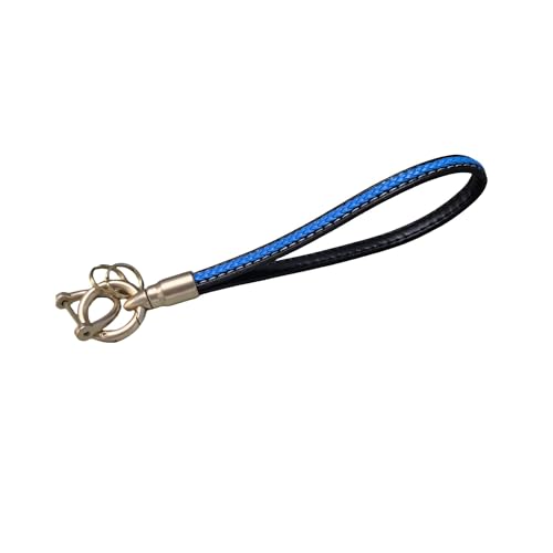 Porte-clés en cuir microfibres Hamdecro bleu élégant avec dragonne robuste