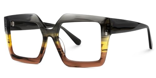 Image of VOOGLAM Oversize Square Blue Light Glasses for Women Men Anti Eyestrain Dry Eyes Computer Phone TV Eyewear Faustine