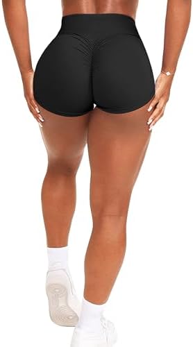 OZICERD High Waisted Gym Shorts for Women Scrunch Butt Workout Shorts Running Athletic Booty Shorts Black