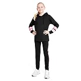 CityComfort Trainingsanzug Mädchen, Kinder Trainingsanzug Set mit Kordelzug Hoodie Mädchen & Hose, Bequem Kinder Kleidung für Mädchen, Sportbekleidung für Mädchen, Rosa-Gold gestreift, Alter 7-8