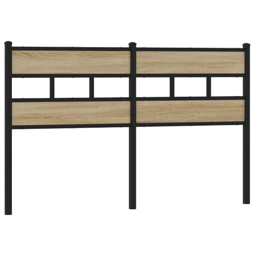 mtlskopl Tête de lit 135 cm en chêne Sonoma noir et bois - Design moderne - Pieds en métal robuste - Montage facile - Complément pour chambre à coucher