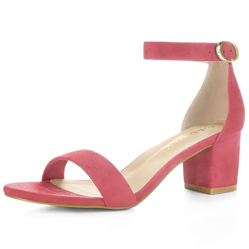 Allegra K Allegra K Women's Open Toe Block Heel Ankle Watermelon Red Strap Sandals 7 M US