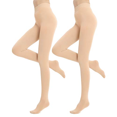 Blostirno Women's Fleece Lined Tights Thermal Pantyhose Thick Warm Leggings (Skin Footed 2-Pack Xs/S) #TOP1