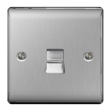 Image of BG Electrical NBSBTM1 Nexus Metal Brushed Steel Single BT Master Telephone Socket c/w IDC Terminals