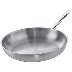 Sartenes Acero Inoxidable Induccion METRO Professional Sartén sin revestimiento, de acero inoxidable, con acabado satinado, Ø 32 cm, apta para inducción y horno máx. 240 °C, para uso privado/comercial, plateada