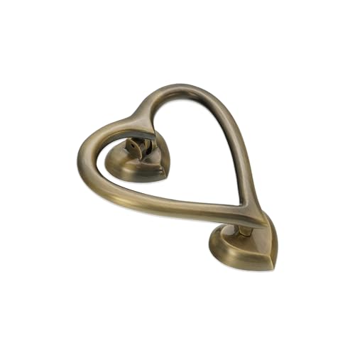 Infinity Decor Türklopfer in Herzform aus antikem Messing – hochwertiger massiver Messing-Türklopfer für Eingangstür, Tor, Möbel