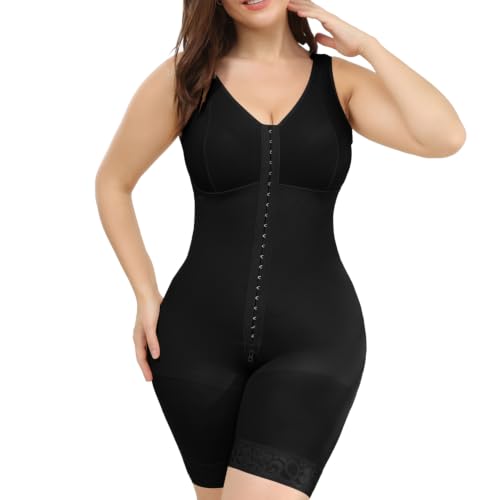 Image of M MYODRESS Fajas Colombianas Plus Size Postpartum Full Body Shaper with bra | 52%Nylon 48%Spandex, 3 row hook Adjustable Compression, breast support and butt lifter, for postpartum post surgery daily