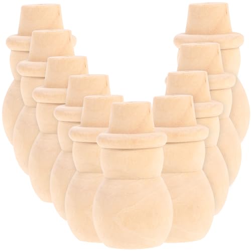 ULTNICE 10Pcs Wooden Snowman Peg Dolls Blank Diy Cake Toppers for Wedding Party Decoration Unpainted Wooden Snowman Figures