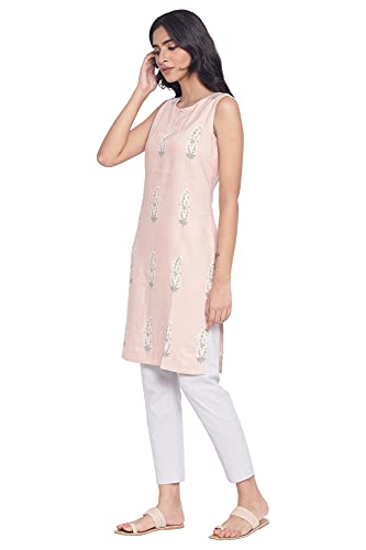 Image of W for Woman Women's Viscose Straight Fit Printed Straight Kurta