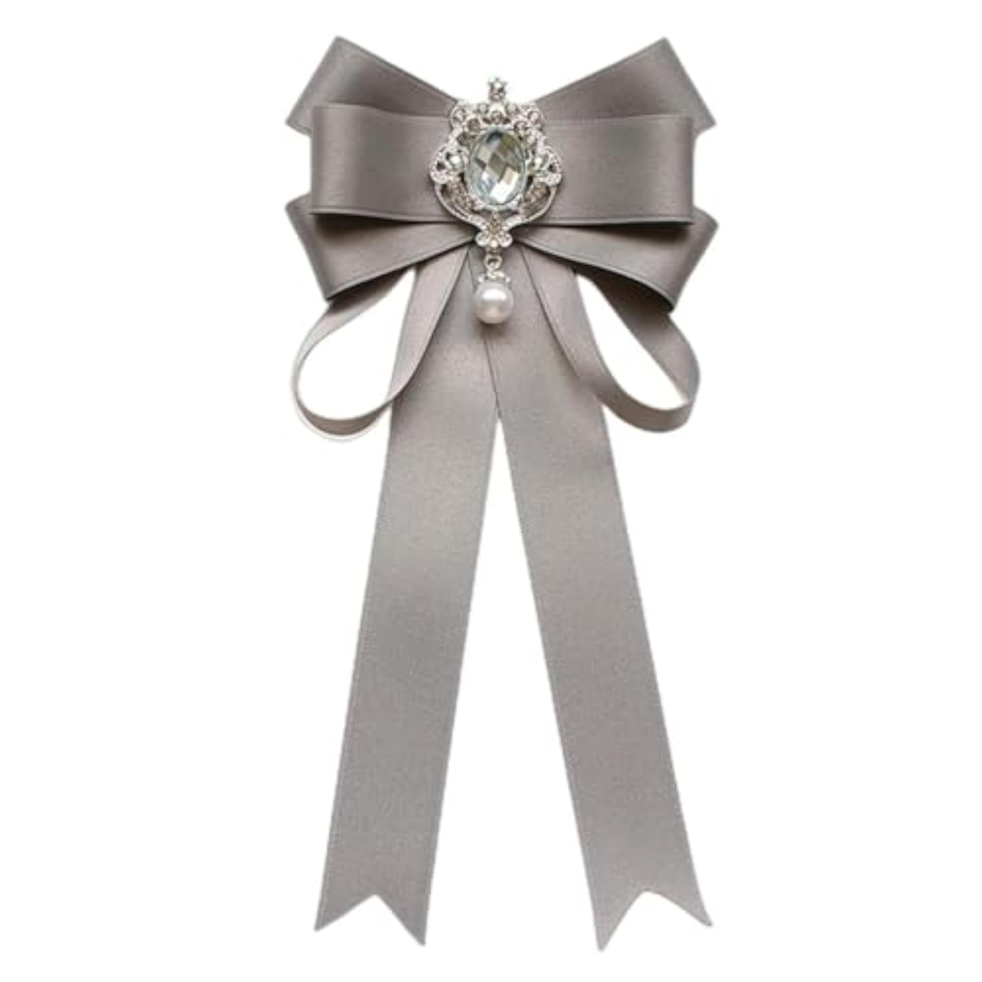 Women's Gray Bow Tie Corsage Breastpin Collar Tie