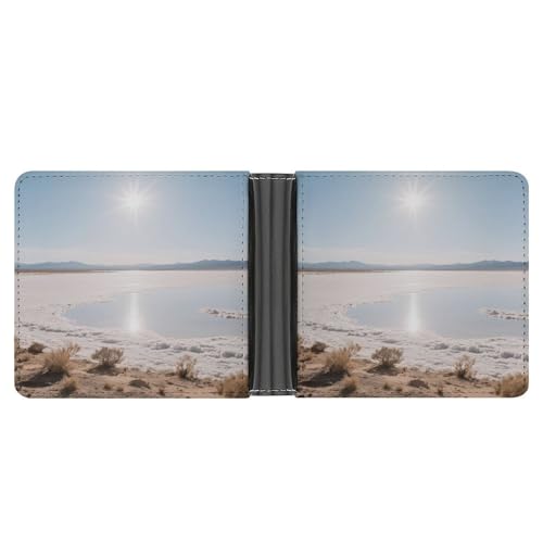 Slim Wallet Saline Lake Compact Bifold Wallet with Credit Card Holder Leather Coin Slot ID Window Unisex