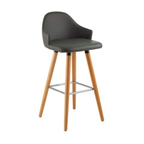Premier Housewares Grey Wood & Leather Bar Stool Cover